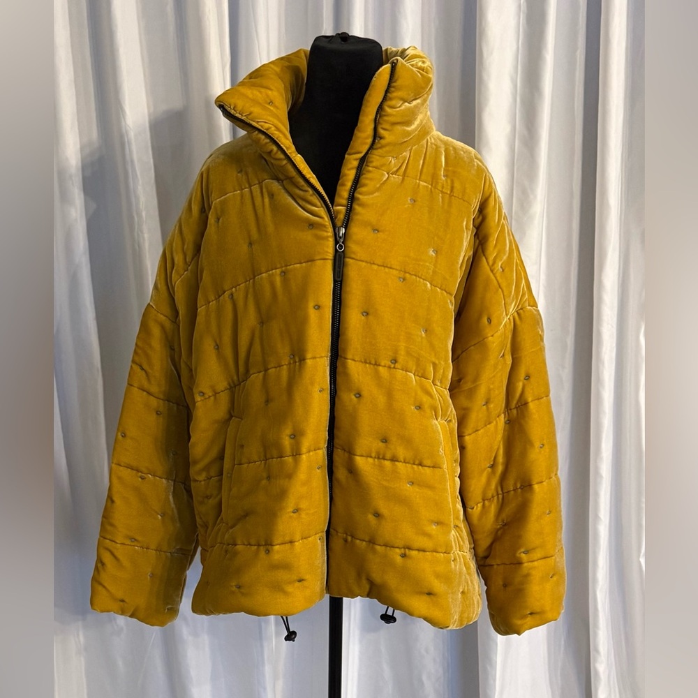 Johnny Was Multicolor Embroidered Patch Mustard Yellow